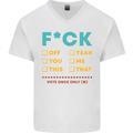 Fook Off Yeah You Me This Funny Offensive Mens V-Neck Cotton T-Shirt White