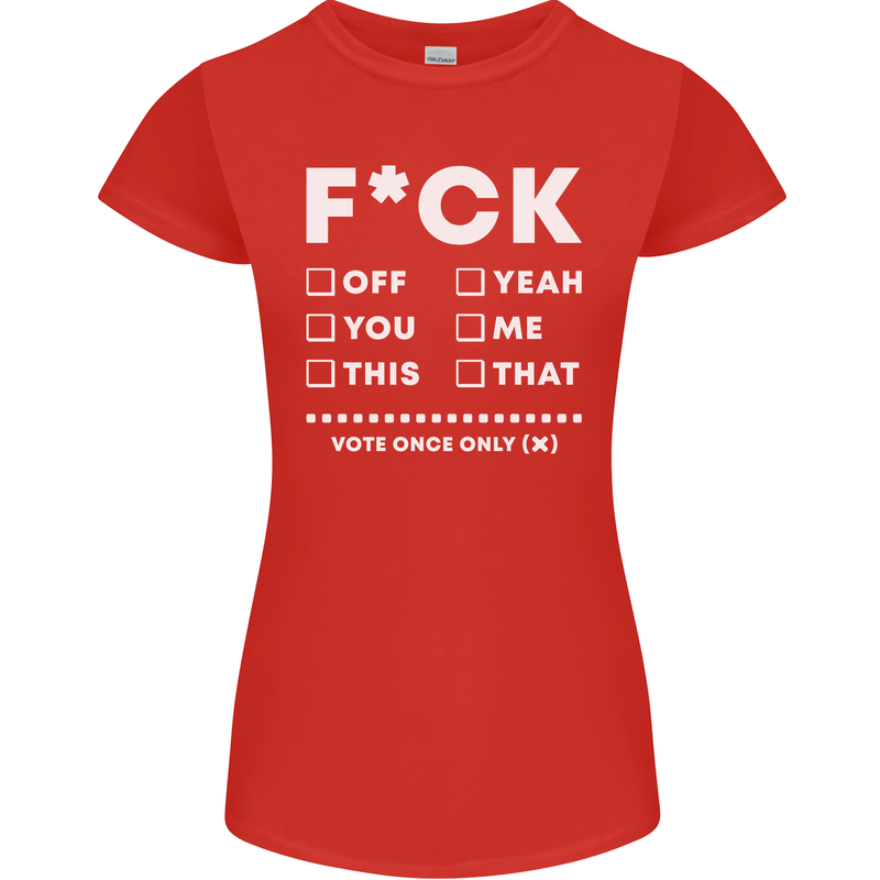 Fook Off Yeah You Me This Funny Offensive Womens Petite Cut T-Shirt Red