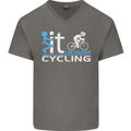 Fook it I'm Going Cycling Cyclist Bicycle Mens V-Neck Cotton T-Shirt Charcoal