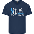 Fook it I'm Going Cycling Cyclist Bicycle Mens V-Neck Cotton T-Shirt Navy Blue
