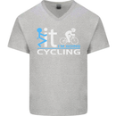 Fook it I'm Going Cycling Cyclist Bicycle Mens V-Neck Cotton T-Shirt Sports Grey