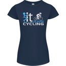 Fook it I'm Going Cycling Cyclist Bicycle Womens Petite Cut T-Shirt Navy Blue