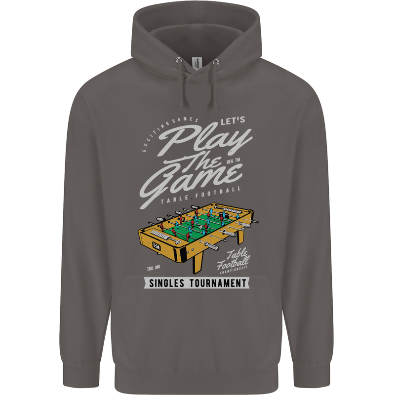 Foosball Play the Game Football Footy Mens 80% Cotton Hoodie Charcoal