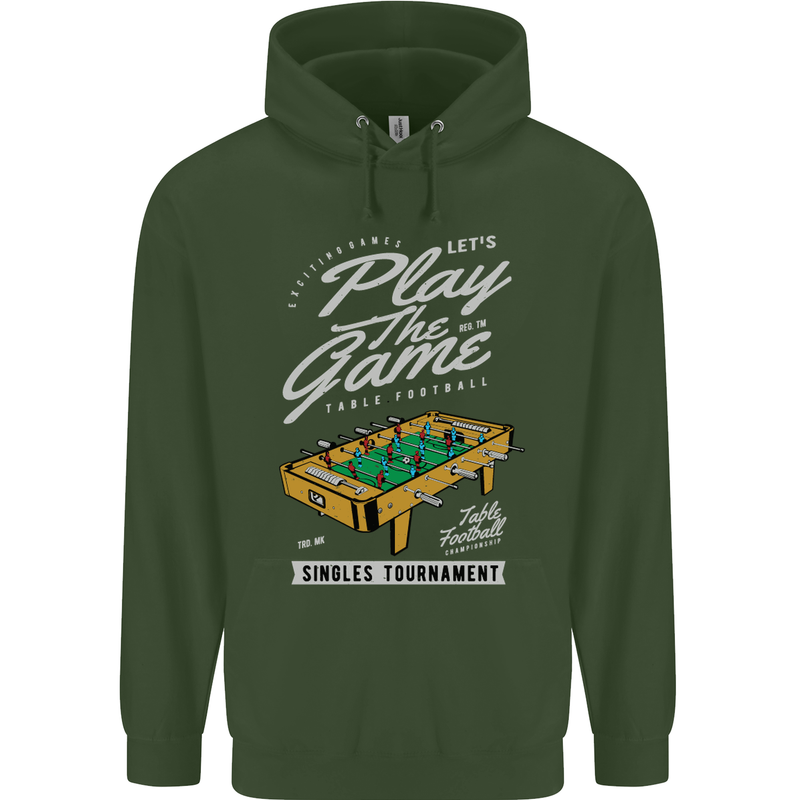 Foosball Play the Game Football Footy Mens 80% Cotton Hoodie Forest Green