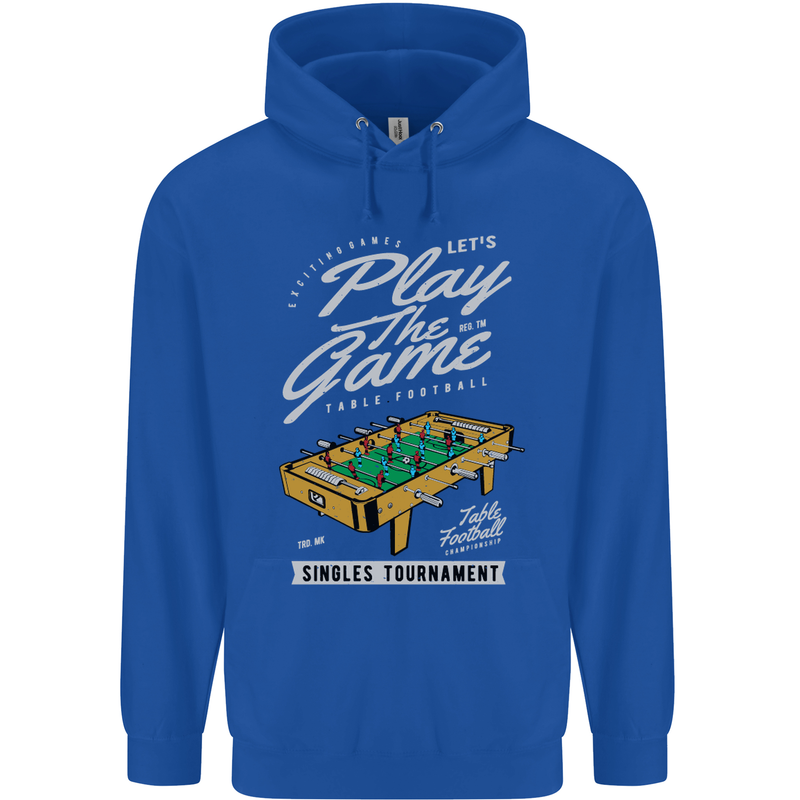 Foosball Play the Game Football Footy Mens 80% Cotton Hoodie Royal Blue