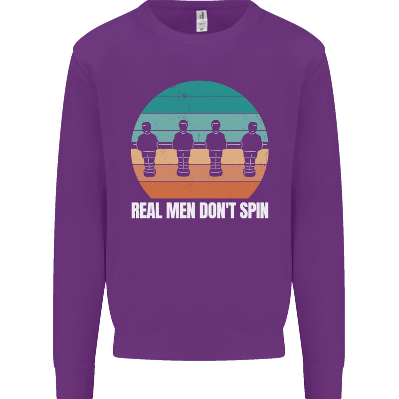 Foosball Table Football Real Men Don't Spin Kids Sweatshirt Jumper Purple