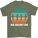 Foosball Table Football Real Men Don't Spin Mens T-Shirt 100% Cotton Military Green