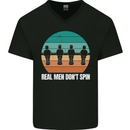 Foosball Table Football Real Men Don't Spin Mens V-Neck Cotton T-Shirt Black