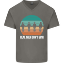 Foosball Table Football Real Men Don't Spin Mens V-Neck Cotton T-Shirt Charcoal