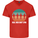 Foosball Table Football Real Men Don't Spin Mens V-Neck Cotton T-Shirt Red