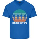 Foosball Table Football Real Men Don't Spin Mens V-Neck Cotton T-Shirt Royal Blue