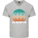 Foosball Table Football Real Men Don't Spin Mens V-Neck Cotton T-Shirt Sports Grey