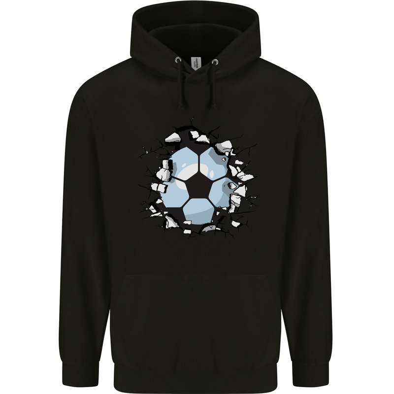 Football Smash Soccer Player Ball Childrens Kids Hoodie Black