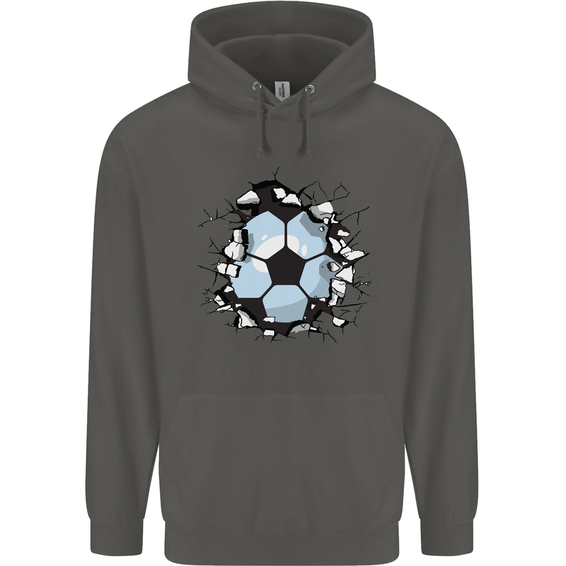 Football Smash Soccer Player Ball Childrens Kids Hoodie Storm Grey