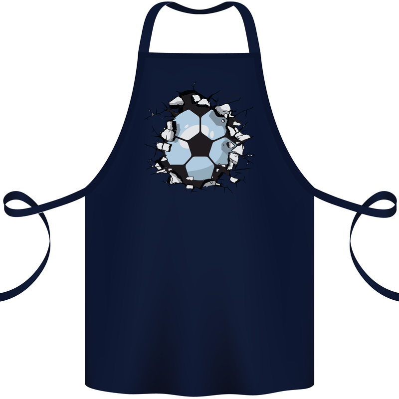 Football Smash Soccer Player Ball Cotton Apron 100% Organic Navy Blue