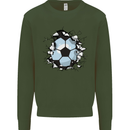 Football Smash Soccer Player Ball Kids Sweatshirt Jumper Forest Green