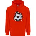 Football Smash Soccer Player Ball Mens 80% Cotton Hoodie Bright Red