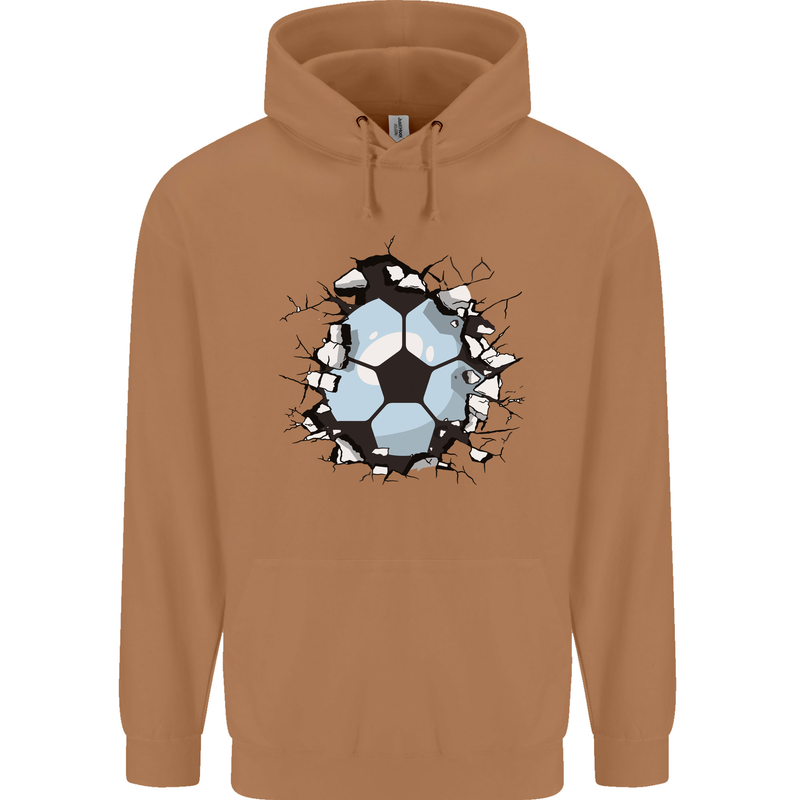 Football Smash Soccer Player Ball Mens 80% Cotton Hoodie Caramel Latte