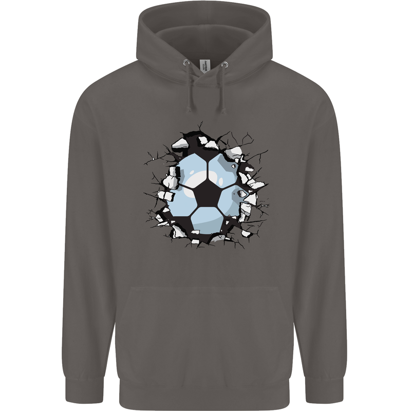 Football Smash Soccer Player Ball Mens 80% Cotton Hoodie Charcoal