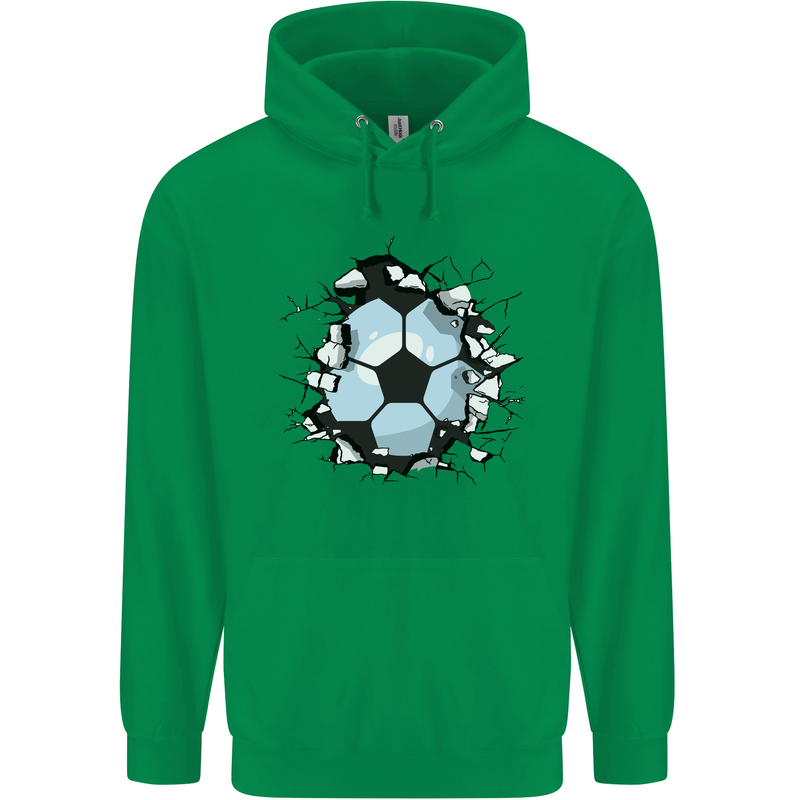 Football Smash Soccer Player Ball Mens 80% Cotton Hoodie Irish Green