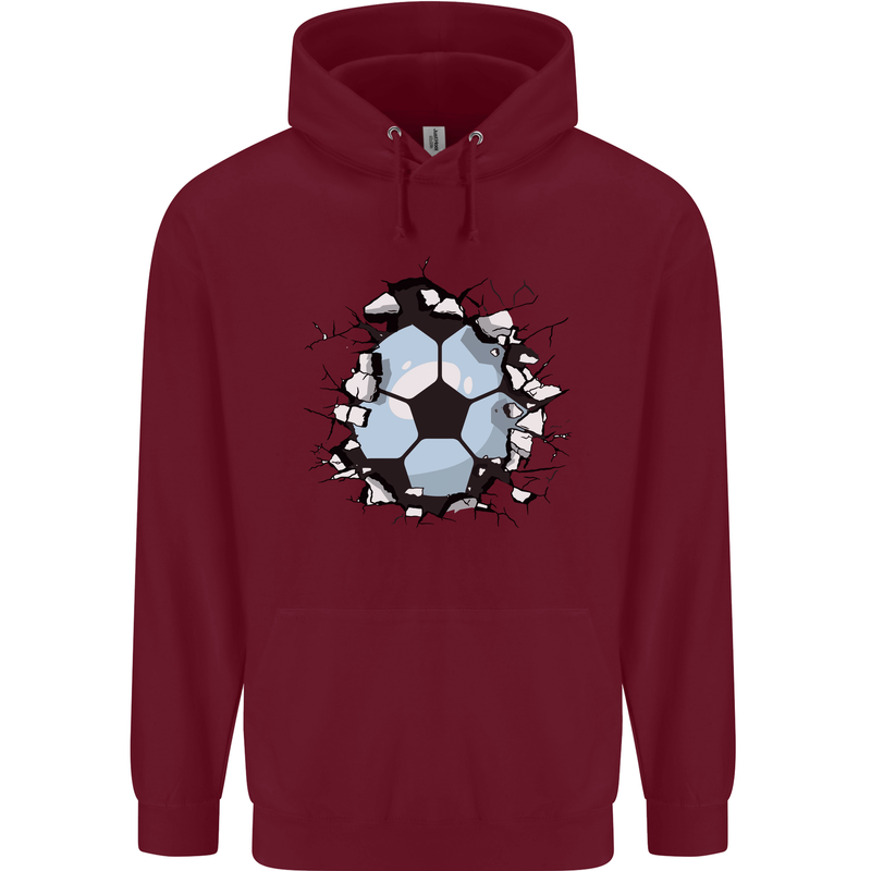 Football Smash Soccer Player Ball Mens 80% Cotton Hoodie Maroon