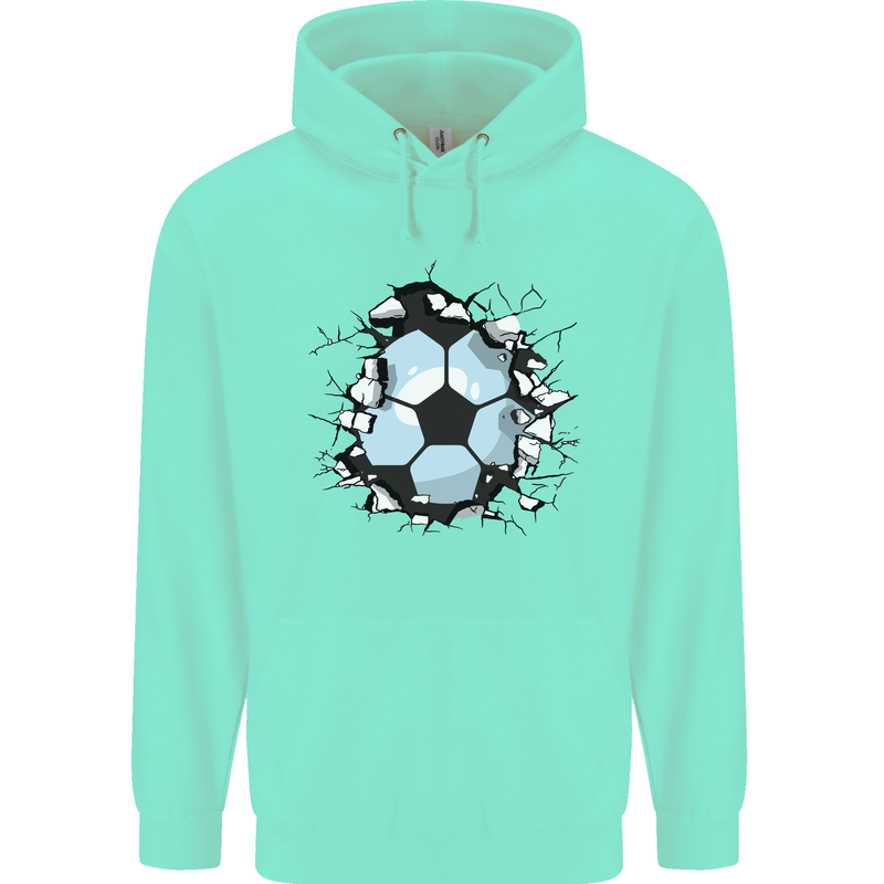 Football Smash Soccer Player Ball Mens 80% Cotton Hoodie Peppermint