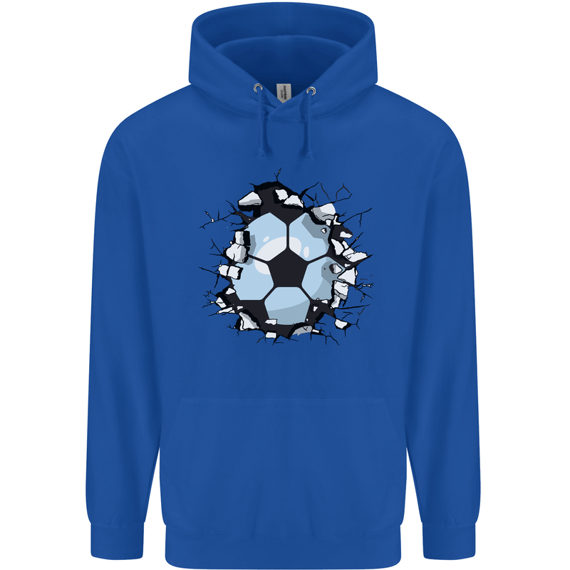 Football Smash Soccer Player Ball Mens 80% Cotton Hoodie Royal Blue