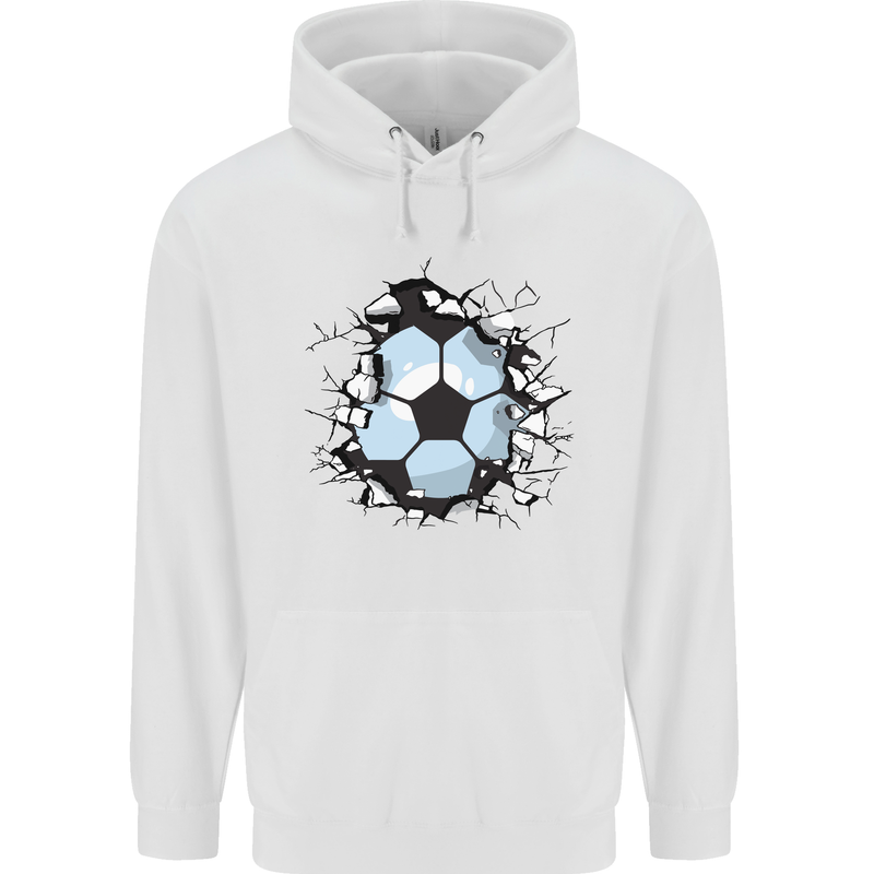 Football Smash Soccer Player Ball Mens 80% Cotton Hoodie White