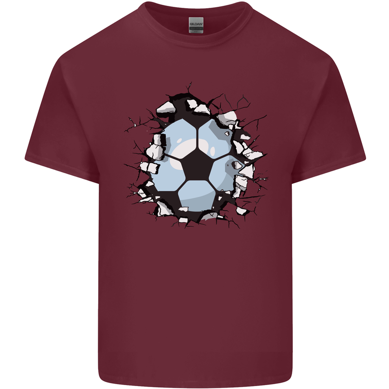 Football Smash Soccer Player Ball Mens Cotton T-Shirt Tee Top Maroon