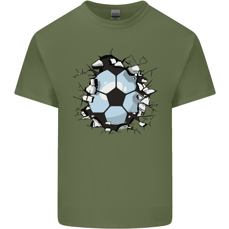 Football Smash Soccer Player Ball Mens Cotton T-Shirt Tee Top Military Green