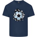 Football Smash Soccer Player Ball Mens Cotton T-Shirt Tee Top Navy Blue