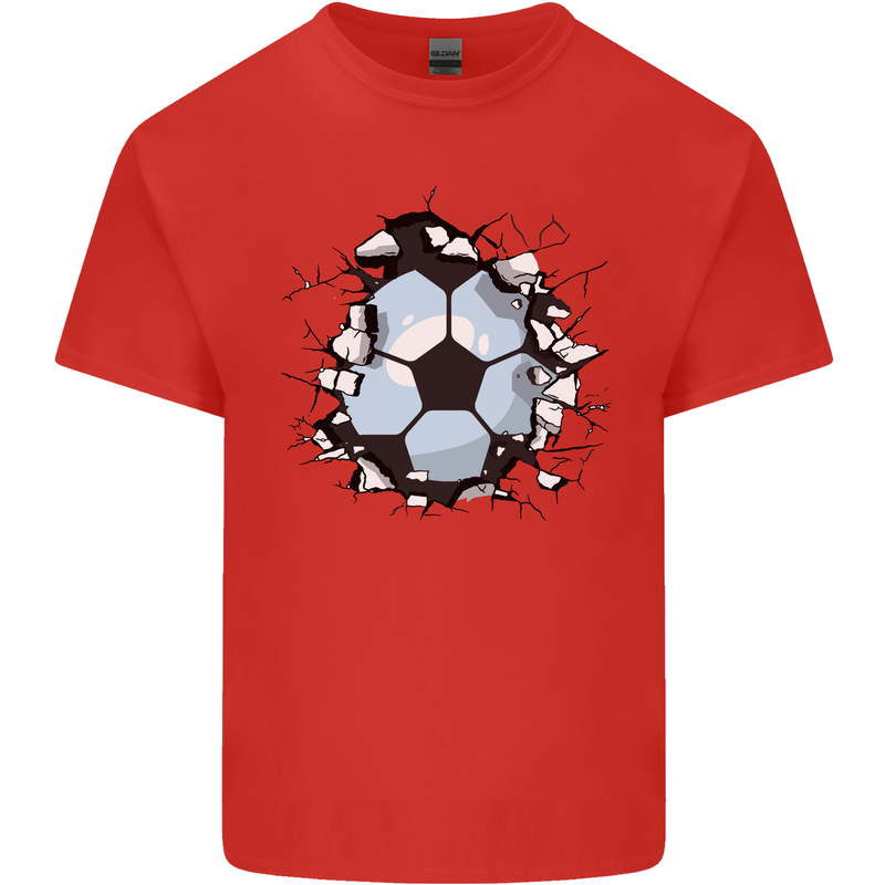 Football Smash Soccer Player Ball Mens Cotton T-Shirt Tee Top Red