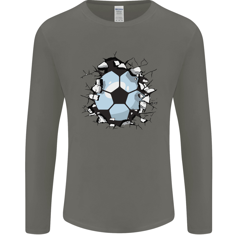 Football Smash Soccer Player Ball Mens Long Sleeve T-Shirt Charcoal