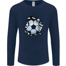 Football Smash Soccer Player Ball Mens Long Sleeve T-Shirt Navy Blue
