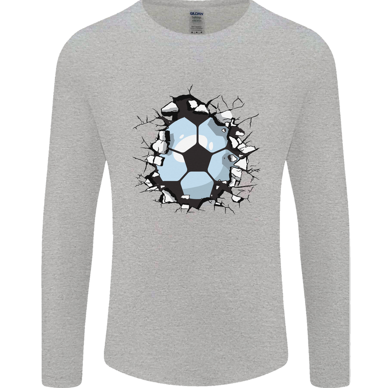 Football Smash Soccer Player Ball Mens Long Sleeve T-Shirt Sports Grey