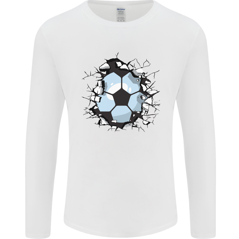 Football Smash Soccer Player Ball Mens Long Sleeve T-Shirt White