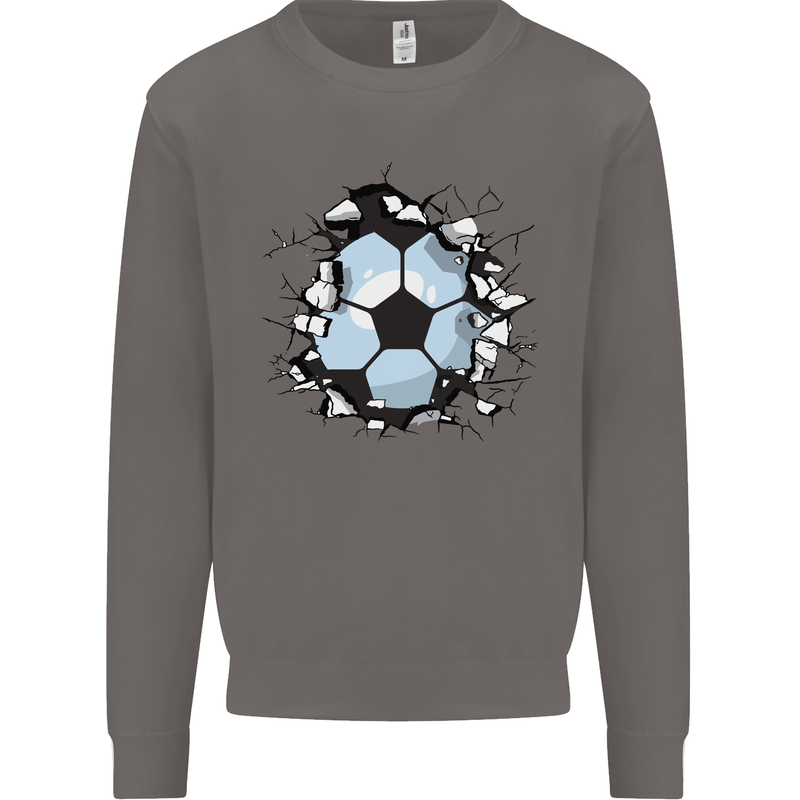 Football Smash Soccer Player Ball Mens Sweatshirt Jumper Charcoal
