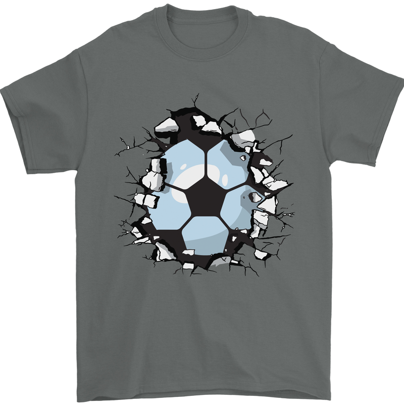 Football Smash Soccer Player Ball Mens T-Shirt 100% Cotton Charcoal