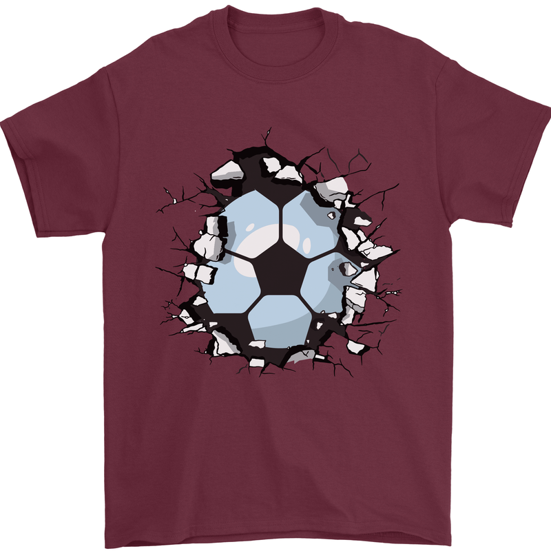 Football Smash Soccer Player Ball Mens T-Shirt 100% Cotton Maroon
