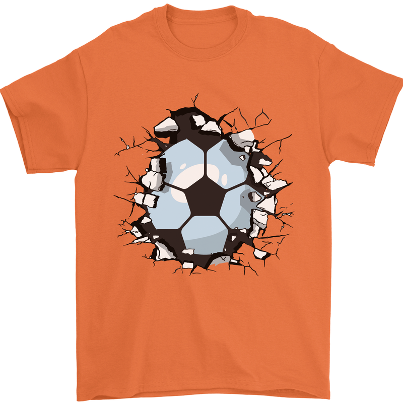 Football Smash Soccer Player Ball Mens T-Shirt 100% Cotton Orange