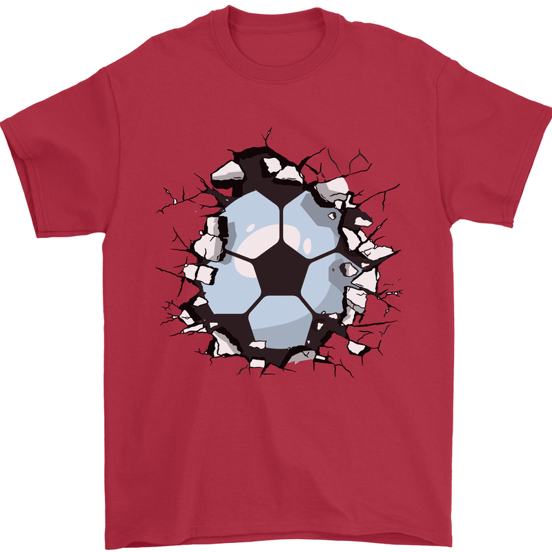 Football Smash Soccer Player Ball Mens T-Shirt 100% Cotton Red