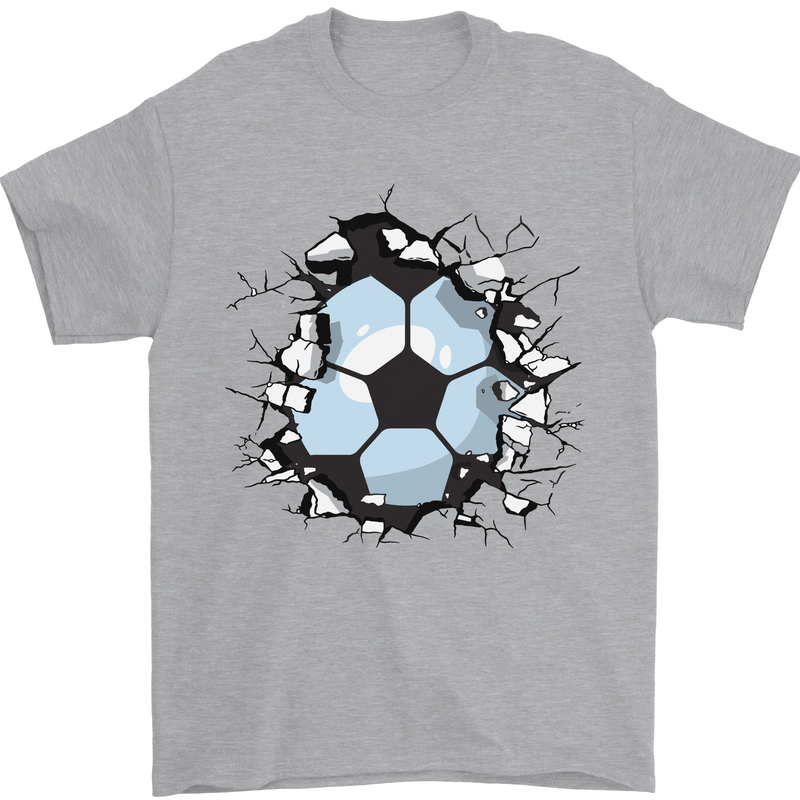Football Smash Soccer Player Ball Mens T-Shirt 100% Cotton Sports Grey