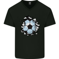 Football Smash Soccer Player Ball Mens V-Neck Cotton T-Shirt Black