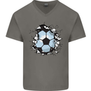 Football Smash Soccer Player Ball Mens V-Neck Cotton T-Shirt Charcoal