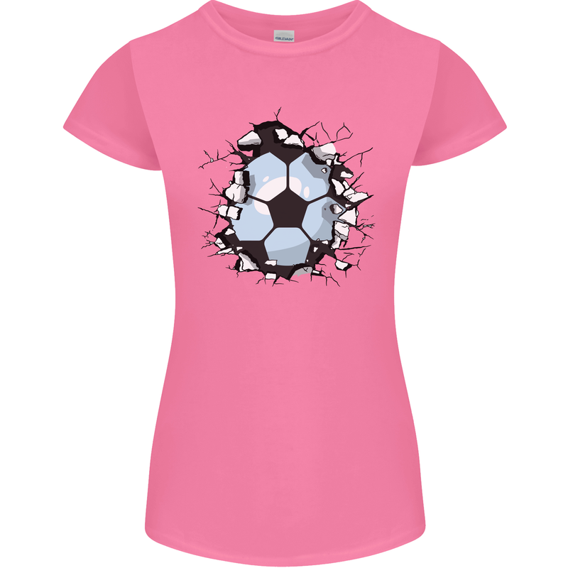 Football Smash Soccer Player Ball Womens Petite Cut T-Shirt Azalea