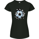 Football Smash Soccer Player Ball Womens Petite Cut T-Shirt Black