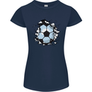 Football Smash Soccer Player Ball Womens Petite Cut T-Shirt Navy Blue