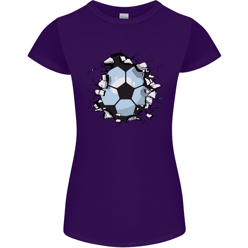 Football Smash Soccer Player Ball Womens Petite Cut T-Shirt Purple
