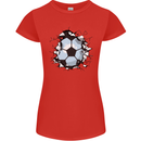 Football Smash Soccer Player Ball Womens Petite Cut T-Shirt Red