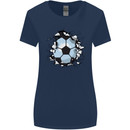 Football Smash Soccer Player Ball Womens Wider Cut T-Shirt Navy Blue